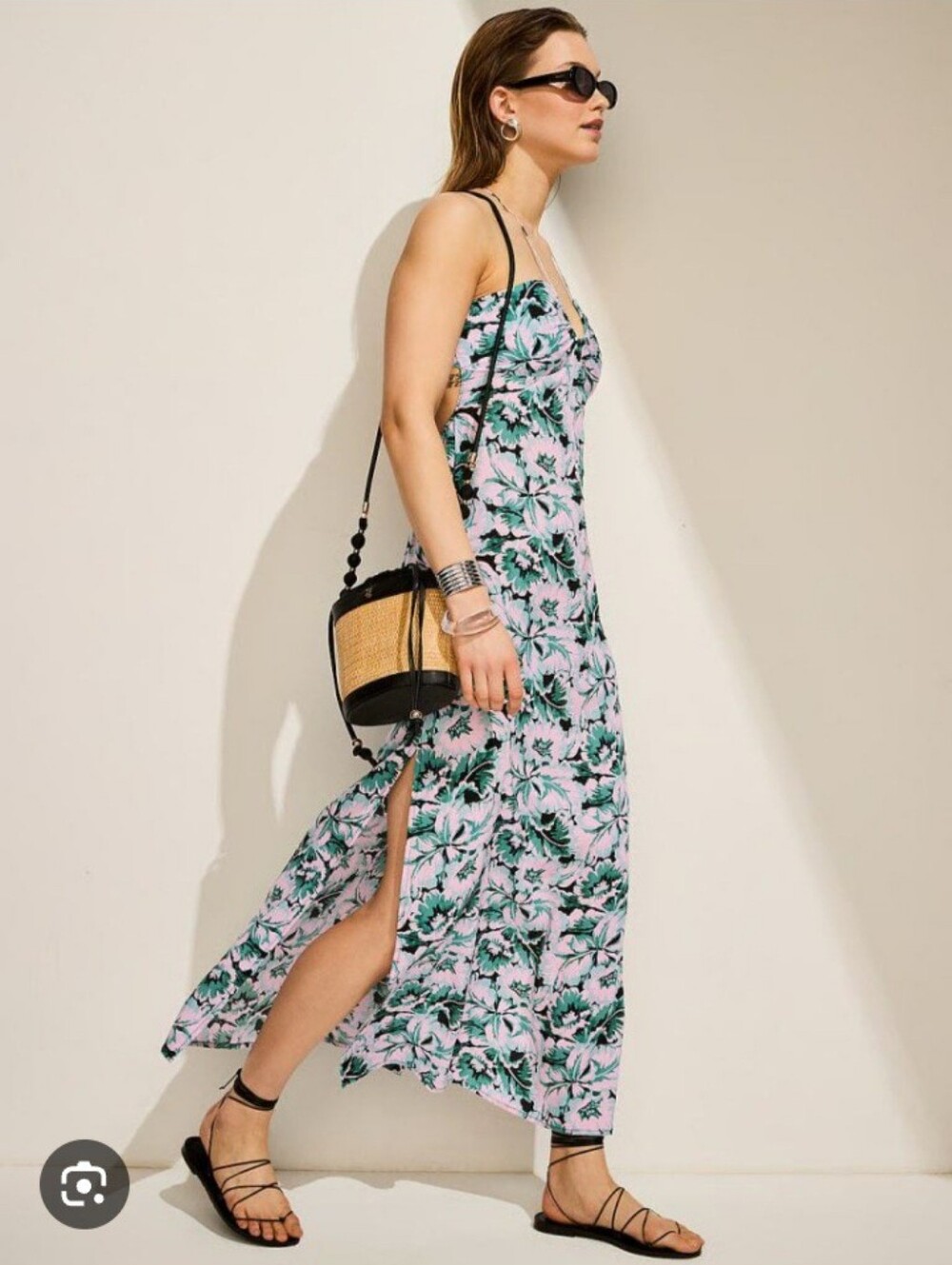 💖Victoria's Secret Floral Pink and Green Slip Maxi Dress💖